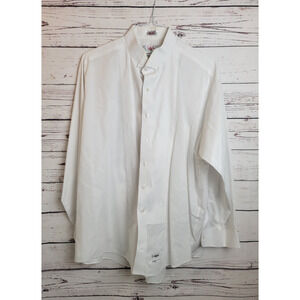 Vtg Chaplin Tuxedo Button Up Shirt White Easy Fit Long Sleeve Formal Men's 2XL